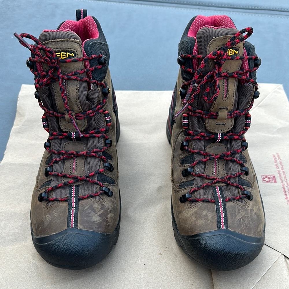 Keen Brown and Red Hiking Boots